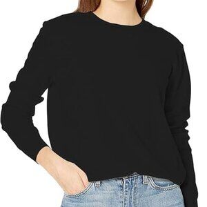 Soft Lightweight Knit Sweater – Classic Black Crewneck Pullover Y2K Minimalist
